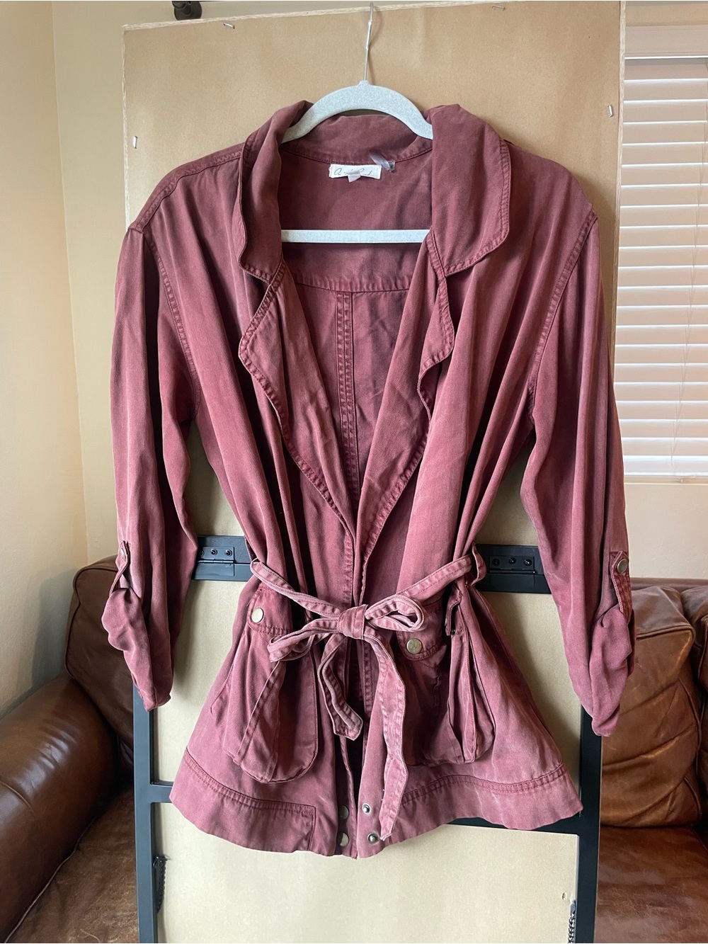 Nordstrom Mauve-Pink Utility Jacket with Self-Tie Waist